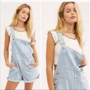 Levi’s Premium Vintage style Denim Bib Shorts Overalls Size Large 8835